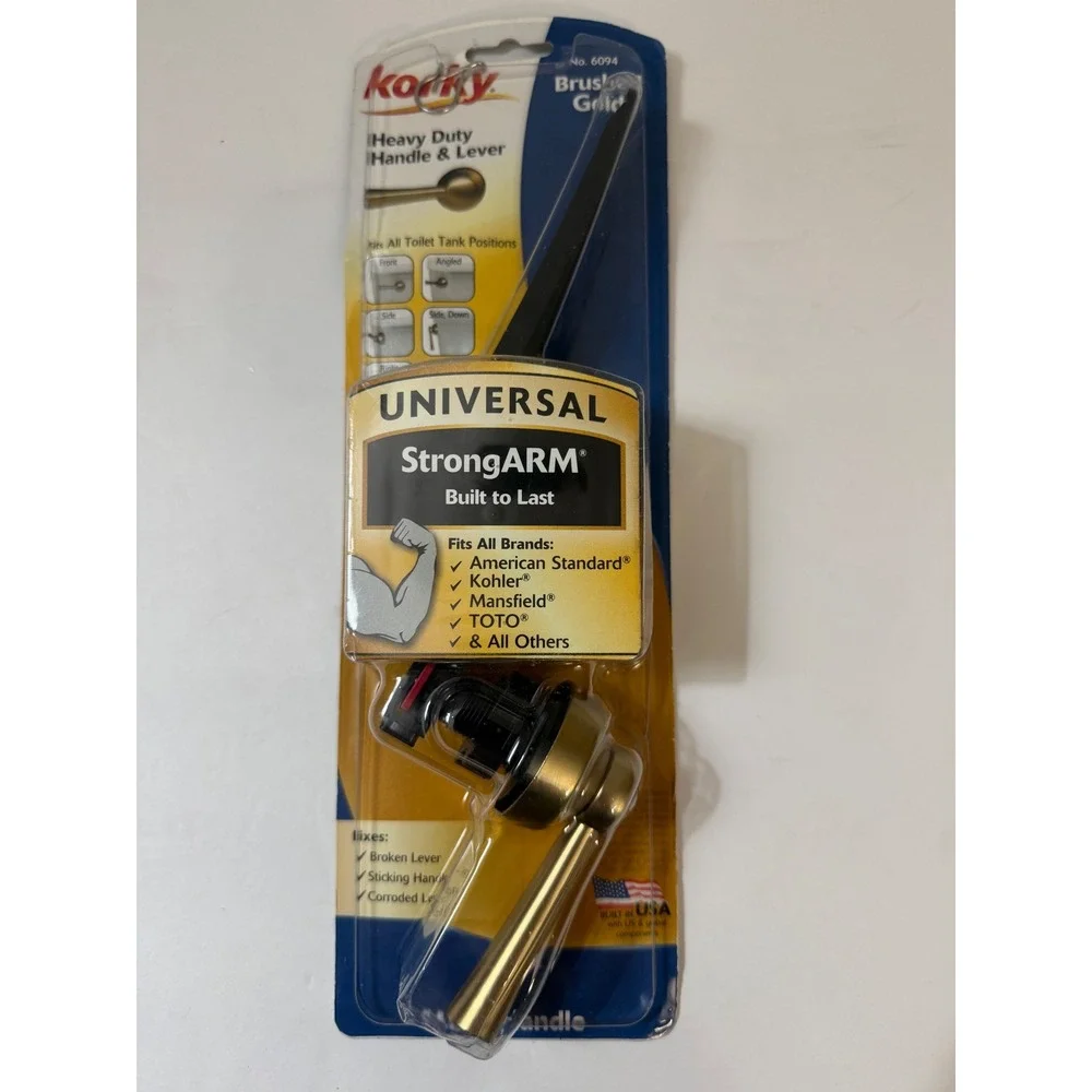 Korky 6094 StrongARM Universal Toilet Tank Lever Brushed GOLD Heavy Duty Metal